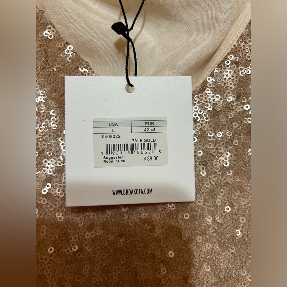 NWT Jack by BB Dakota Sequin Slip Dress Gold L - Picture 10 of 10